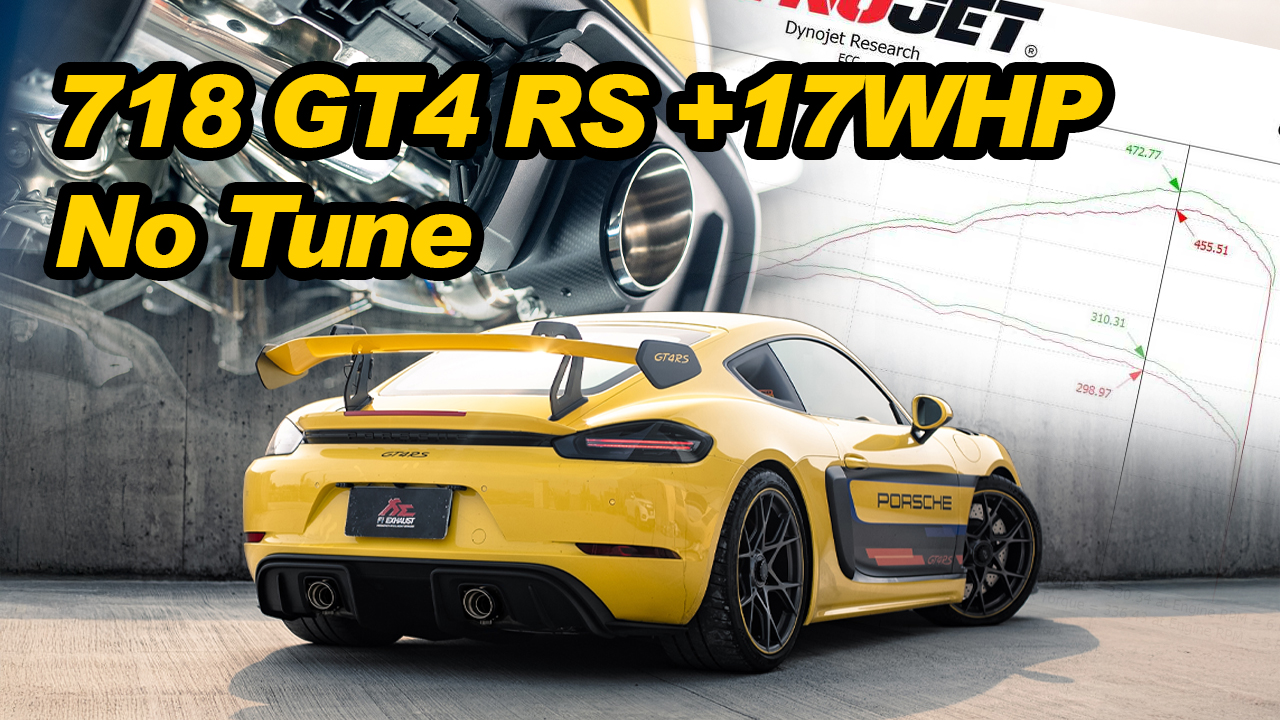 Dyno chart reflecting +WHP17 increase for Porsche 718 GT4 RS model.