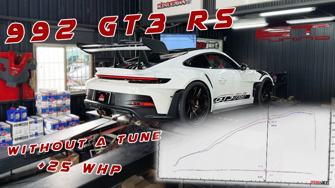 Dyno test for Porsche 992 GT3 RS reveals a 25 WHP increase at 6,800 RPM with the Fi EXHAUST Race Version setup, offering significant performance gains over the stock exhaust.