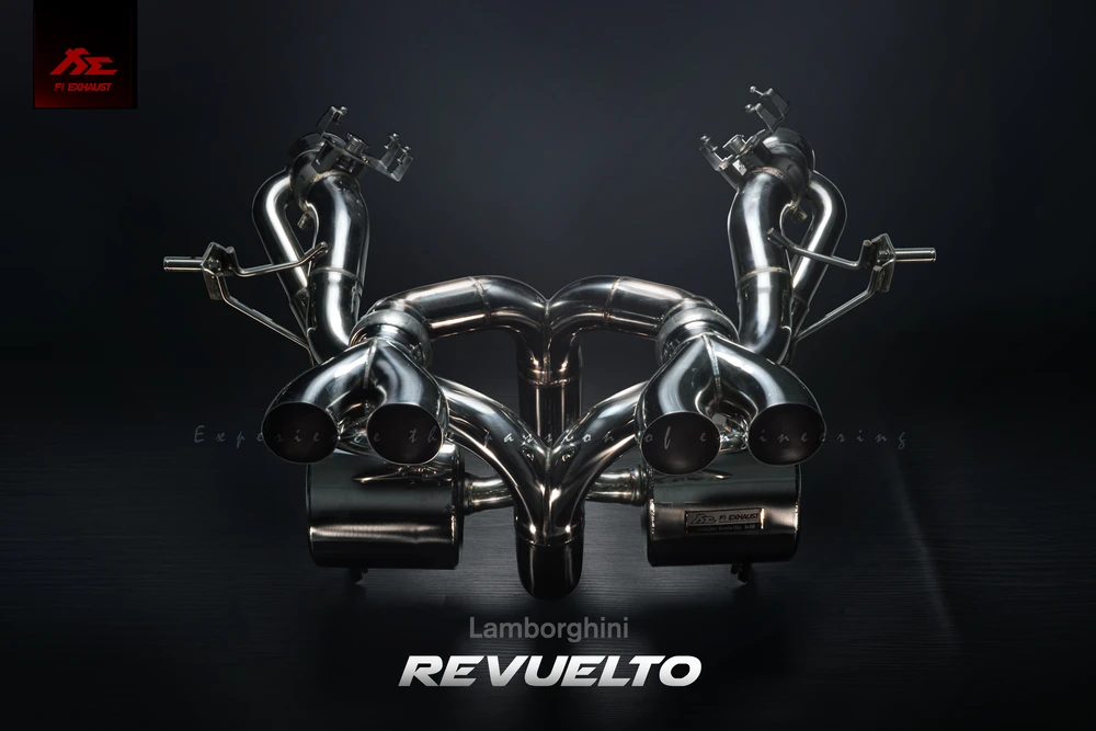Fi EXHAUST Valvetronic Ultra Edition for Lamborghini Revuelto with OBD dongle to prevent CEL after replacing factory catalytic converters.