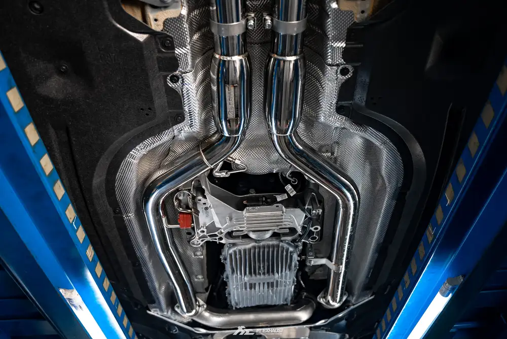 Dual front pipe with mid x-pipe for BMW G87 M2